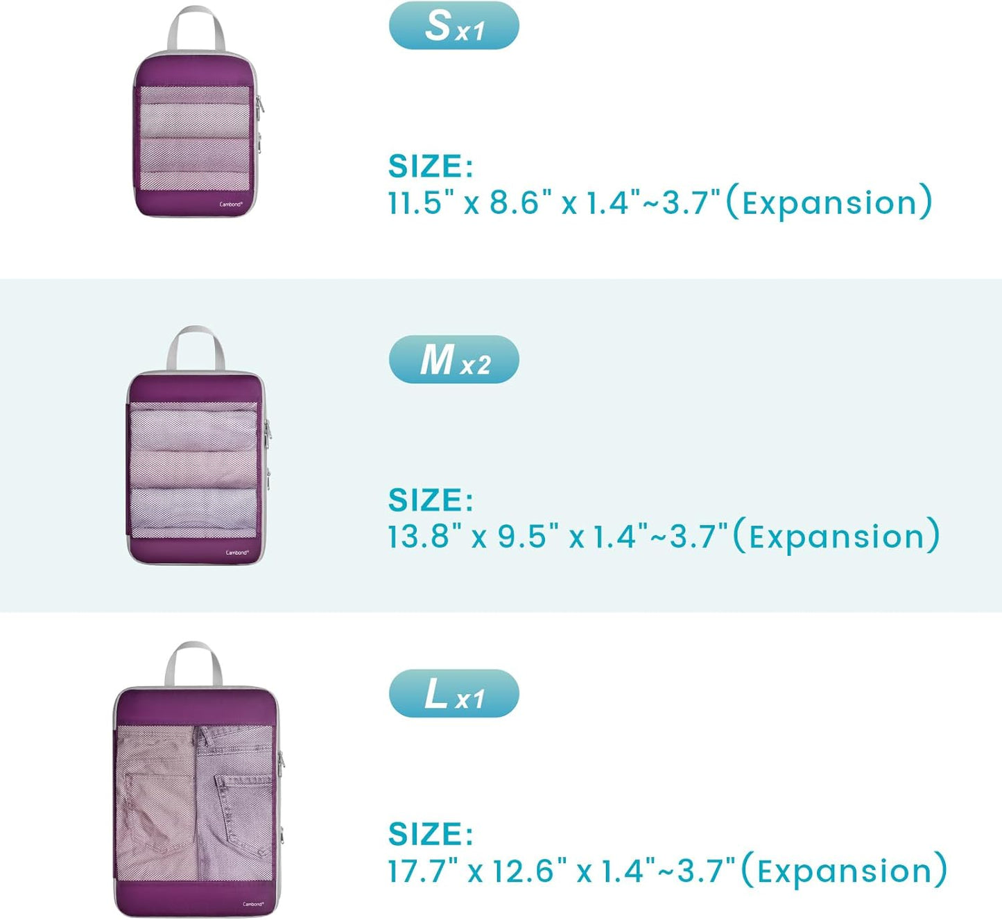 Cambond See Through Mesh Compression Packing Cubes