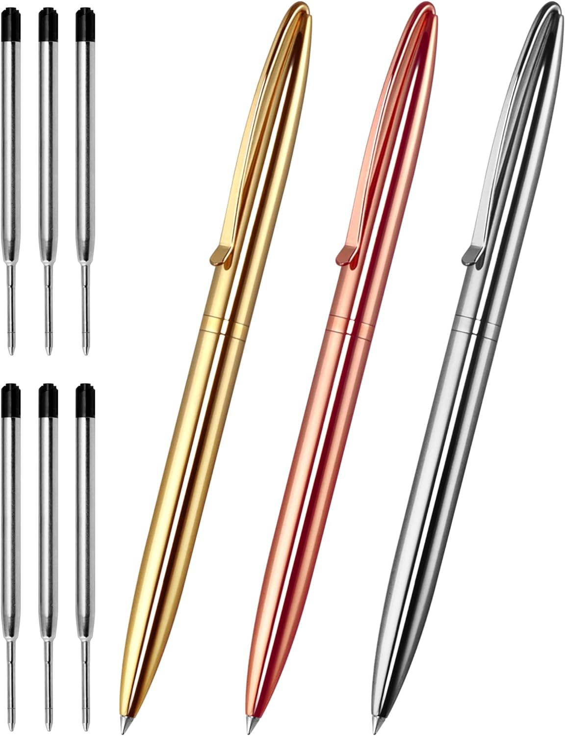 Cambond Retractable Ballpoint Pens,3 Pens with 6 Refills