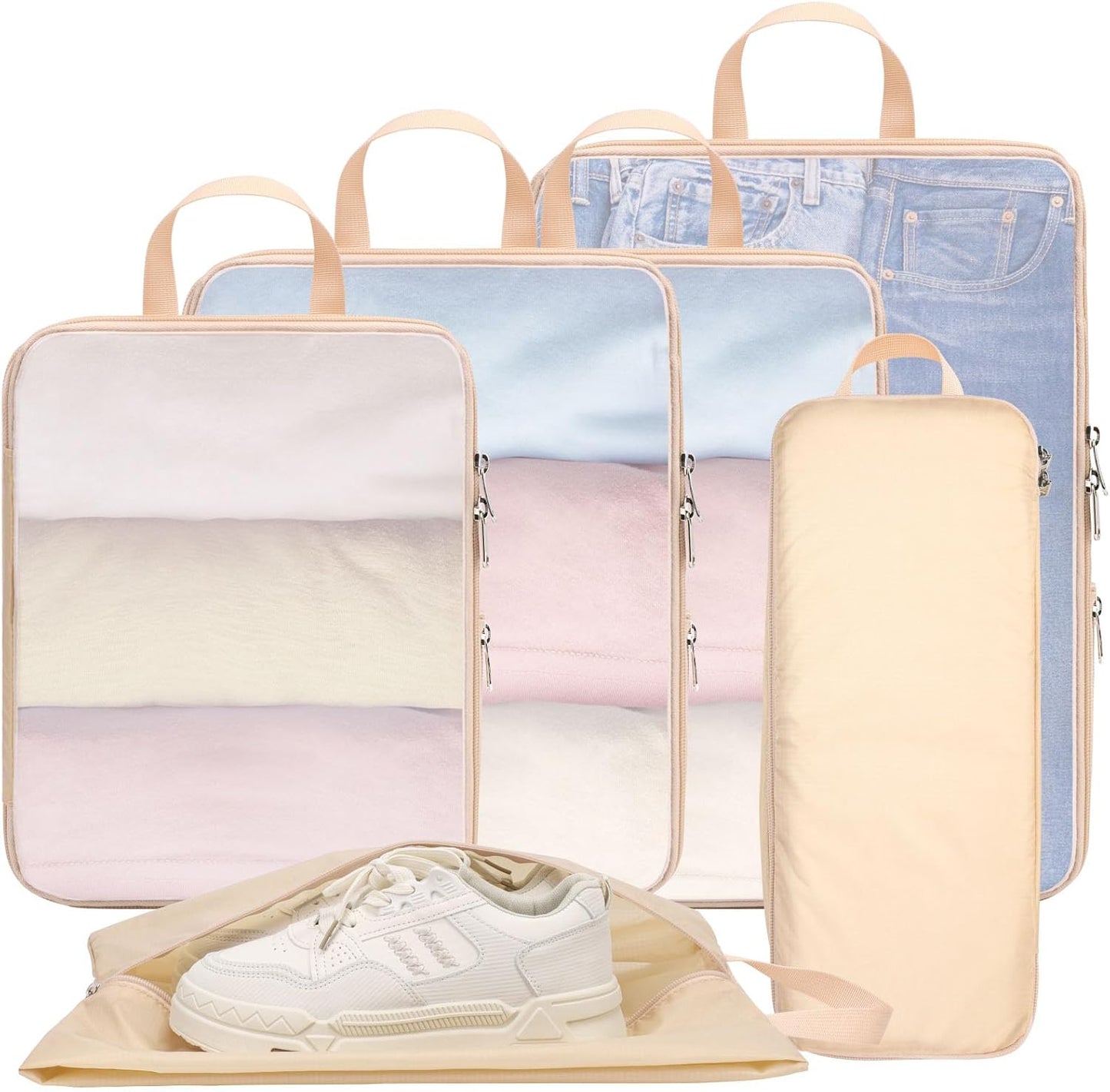 Cambond See Through Mesh Compression Packing Cubes for Suitcase