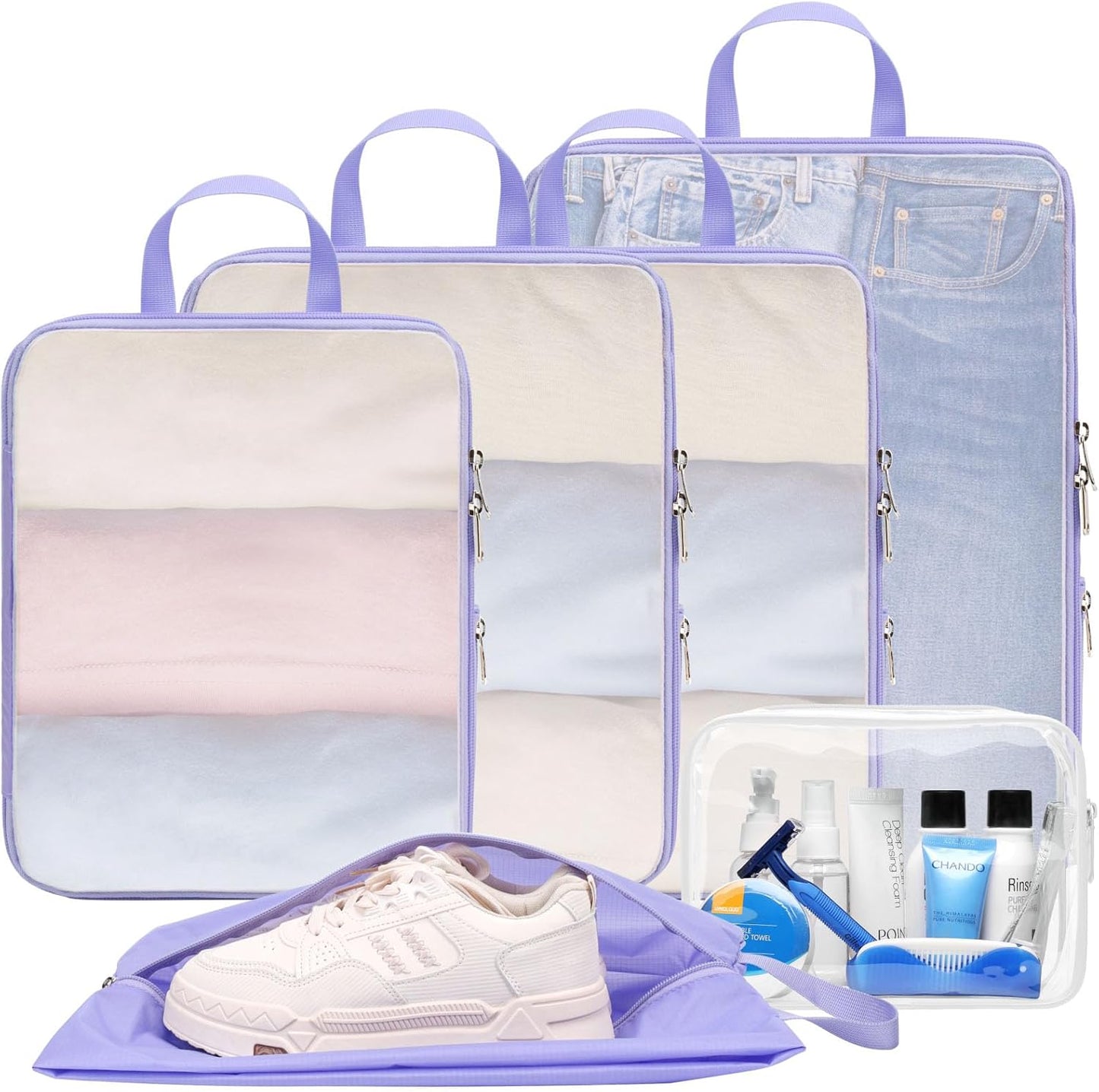 Cambond See Through Mesh Compression Packing Cubes for Suitcase