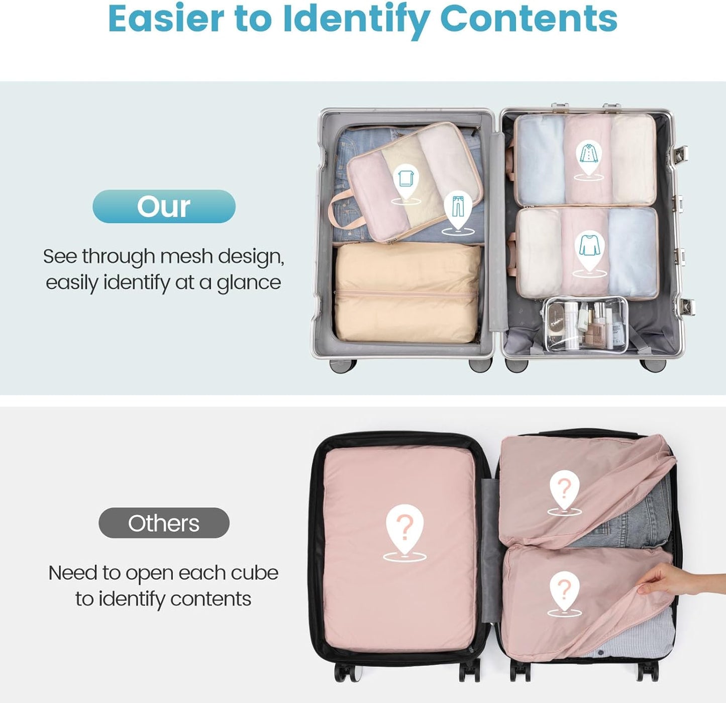 Cambond See Through Mesh Compression Packing Cubes for Suitcase