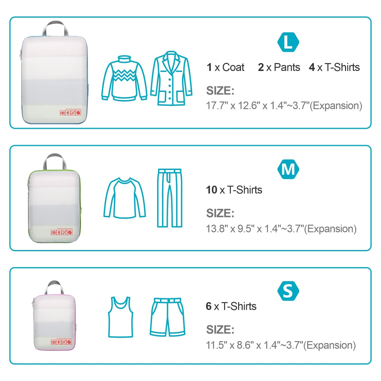 Compression Packing Cubes for Travel