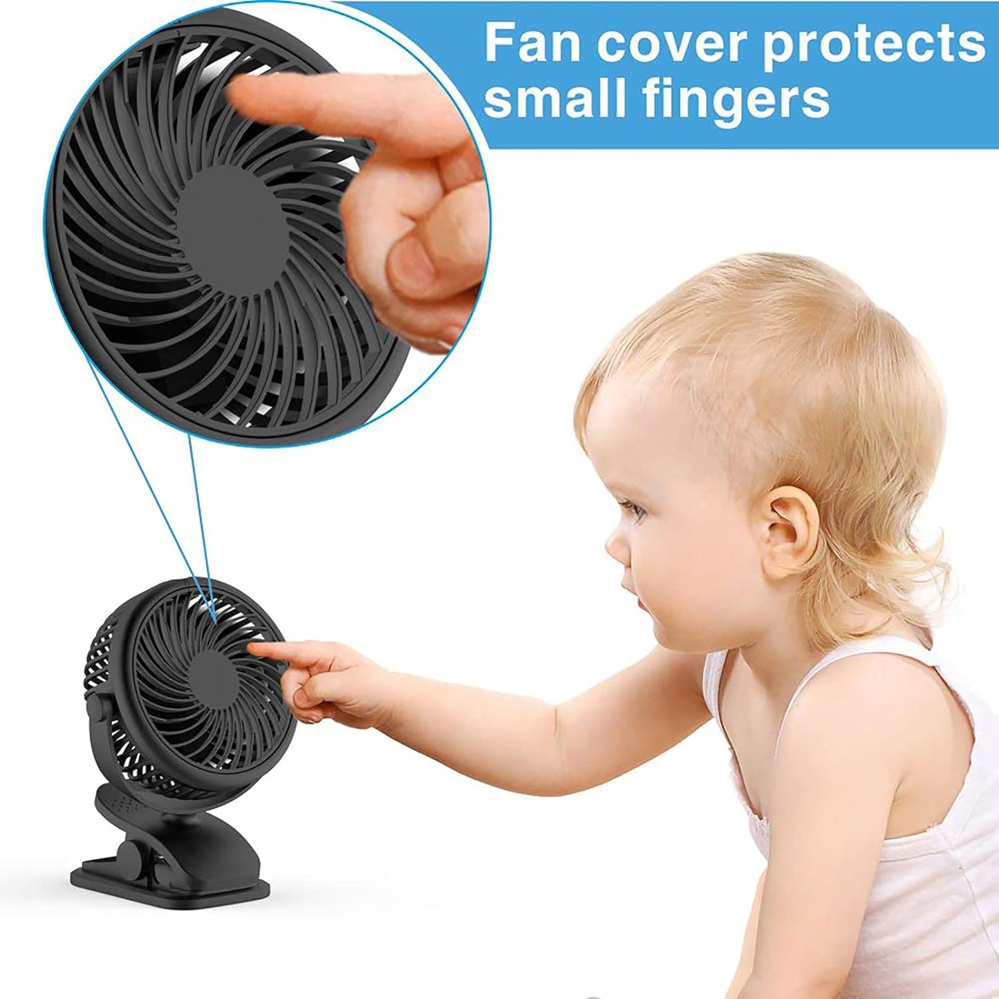 Cambond Baby Stroller Fan Clip Battery Powered Rechargeable Baby Fan