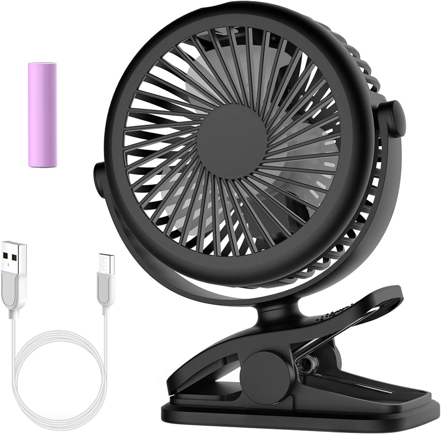 Clip-on Battery Operated Stroller Fan Black