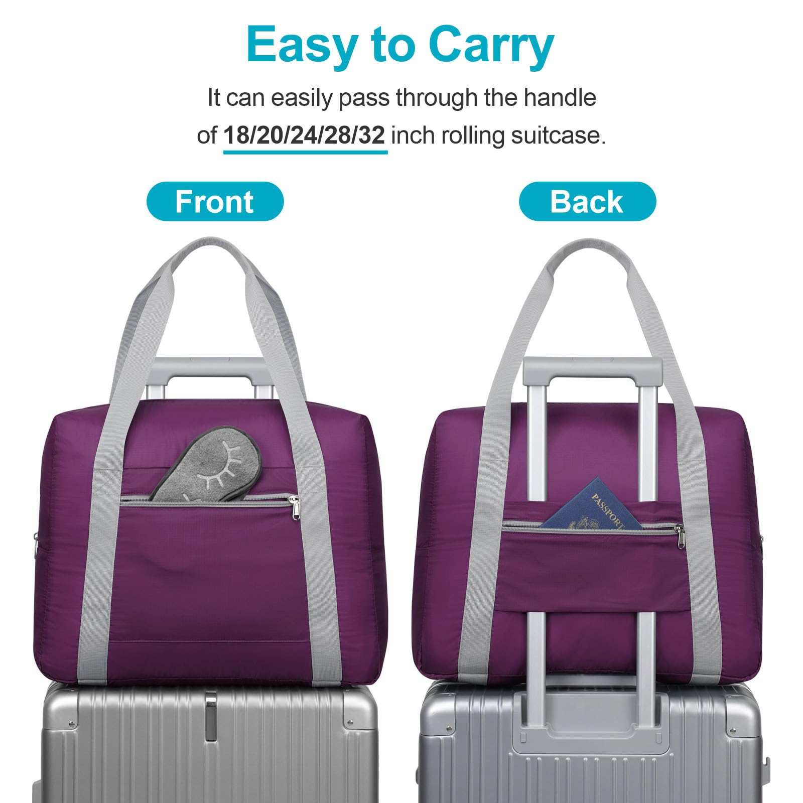 Carry-on Duffel Bag for Airlines Blue Purple Carry-on Duffel Bag for Airlines Blue Purple