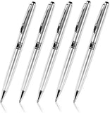 Stainless Steel Ballpoint Pens, Black Ink 1.0mm Point - 5 Pack